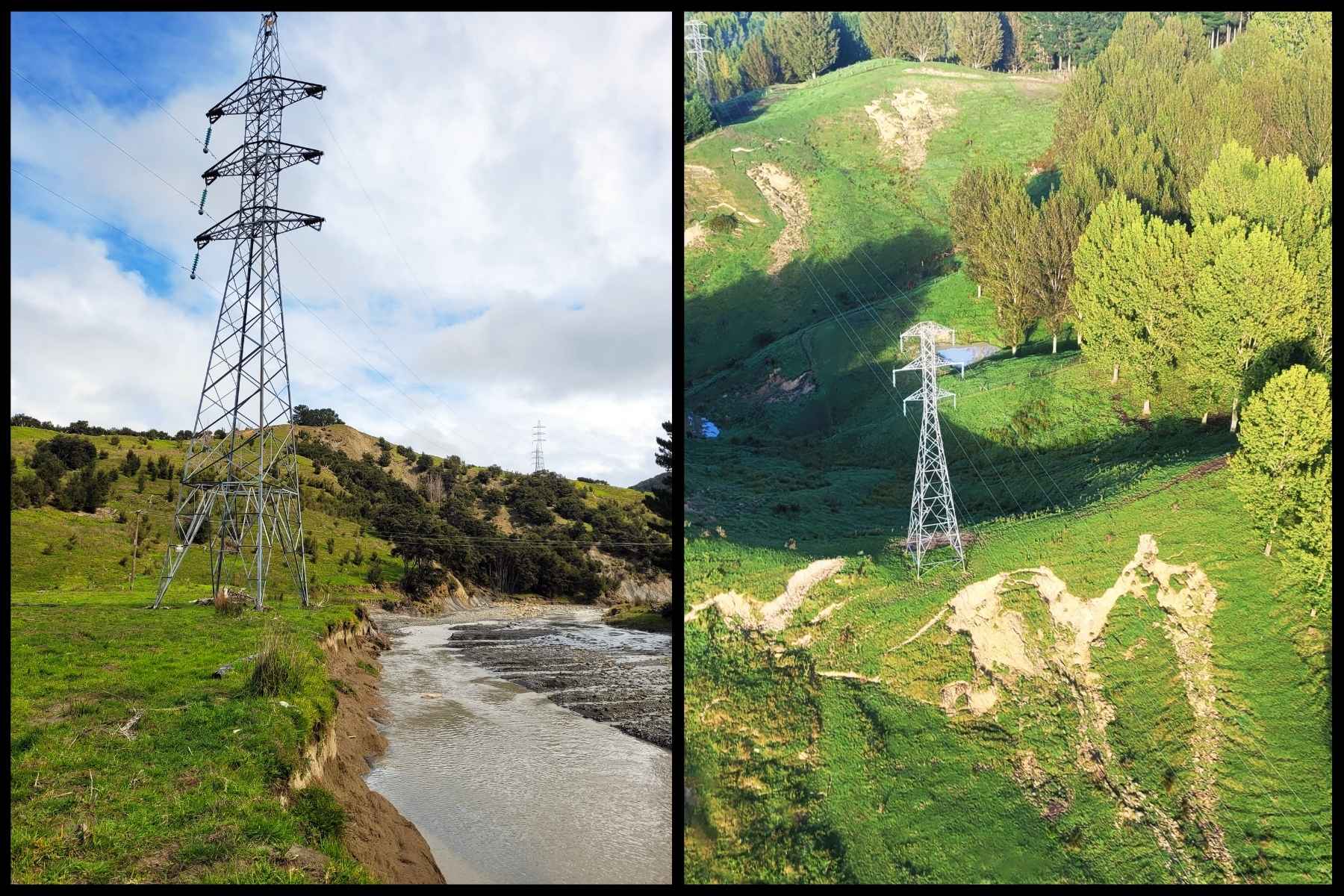 Transmission towers measuring movement